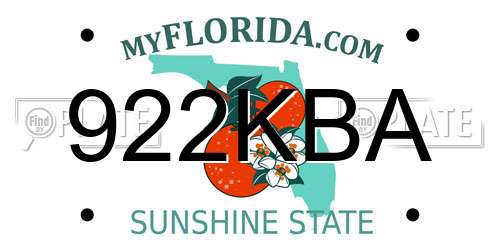 922KBA Florida License Plate