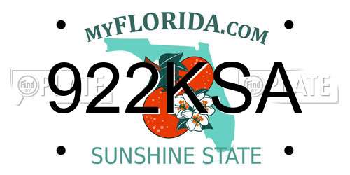 922KSA Florida License Plate