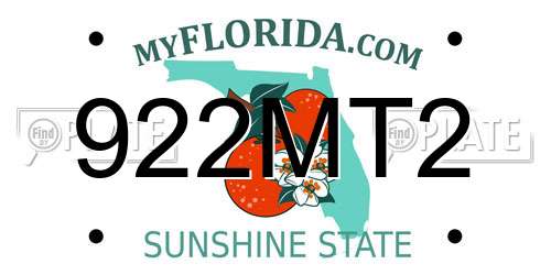 922MT2 Florida License Plate
