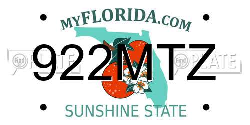 922MTZ Florida License Plate