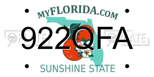 922QFA Florida License Plate