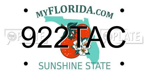 922TAC Florida License Plate