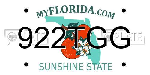 922TGG Florida License Plate