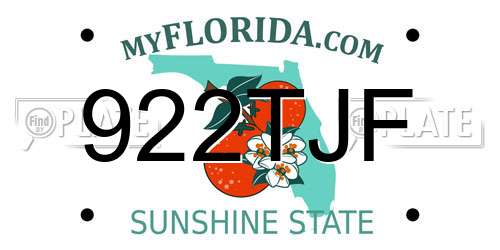 922TJF Florida License Plate