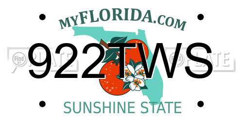 922TWS Florida License Plate