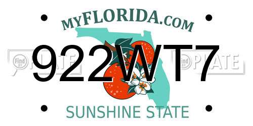 922WT7 Florida License Plate