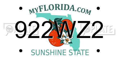922WZ2 Florida License Plate