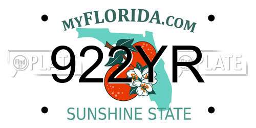 922YR Florida License Plate