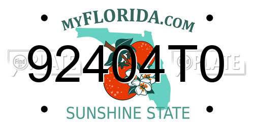 92404T0 Florida License Plate