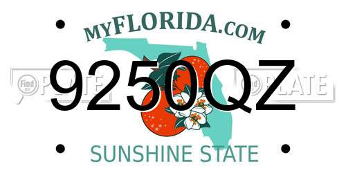 9250QZ Florida License Plate