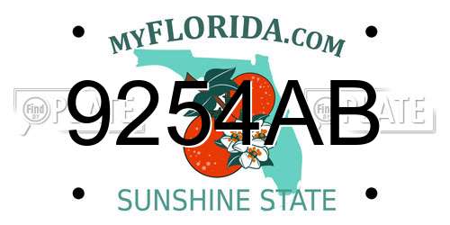 9254AB Florida License Plate