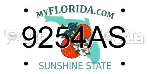 9254AS Florida License Plate