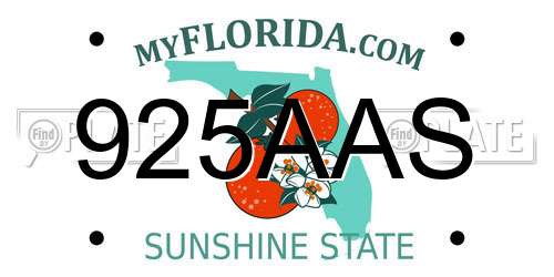 925AAS Florida License Plate