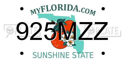 925MZZ Florida License Plate