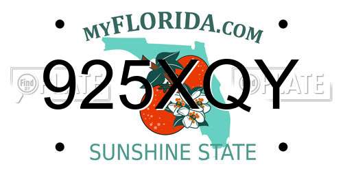 925XQY Florida License Plate
