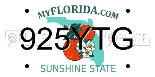 925YTG Florida License Plate