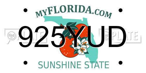 925YUD Florida License Plate