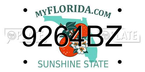 9264BZ Florida License Plate