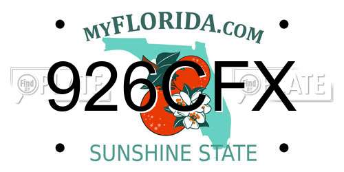 926CFX Florida License Plate