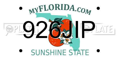 926JIP Florida License Plate