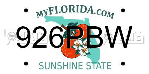 926PBW Florida License Plate