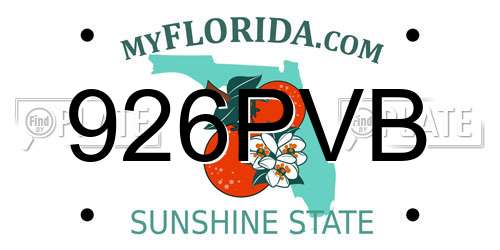 926PVB Florida License Plate