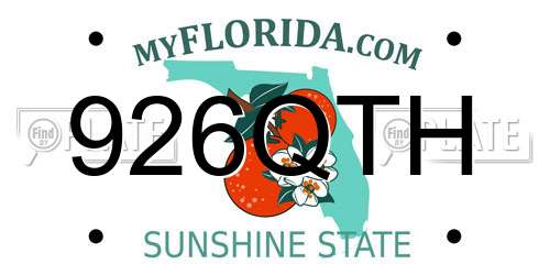 926QTH Florida License Plate