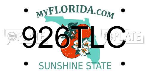 926TLC Florida License Plate