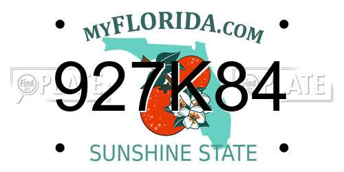 927K84 Florida License Plate