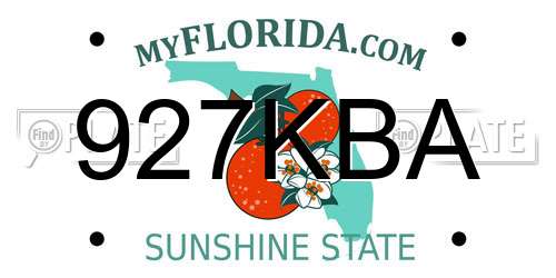 927KBA Florida License Plate
