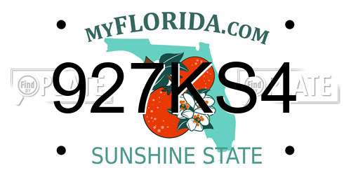 927KS4 Florida License Plate