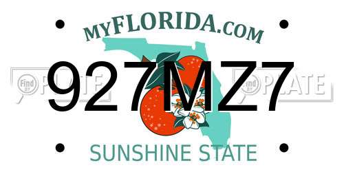 927MZ7 Florida License Plate