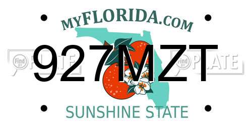 927MZT Florida License Plate