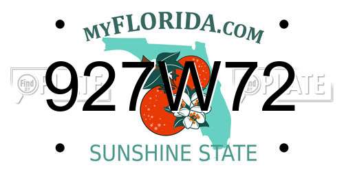 927W72 Florida License Plate