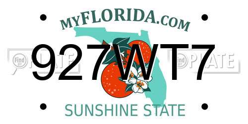 927WT7 Florida License Plate