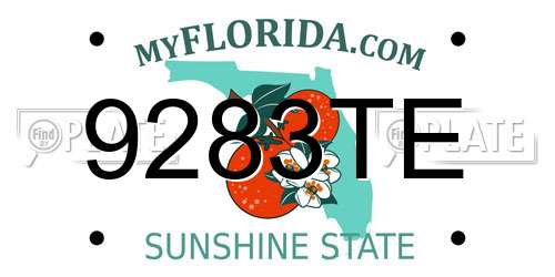 9283TE Florida License Plate