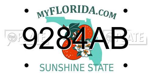 9284AB Florida License Plate