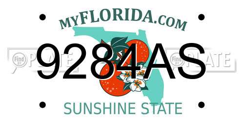 9284AS Florida License Plate