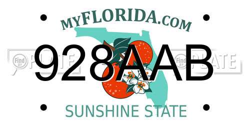 928AAB Florida License Plate