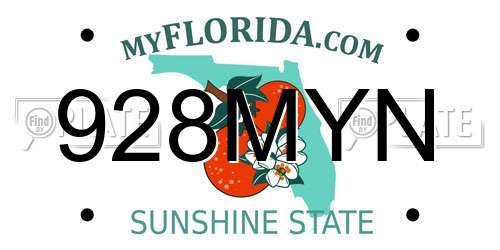 928MYN Florida License Plate
