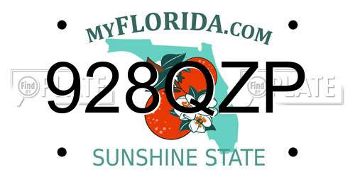928QZP Florida License Plate