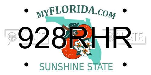 928RHR Florida License Plate