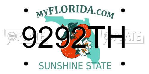 9292TH Florida License Plate