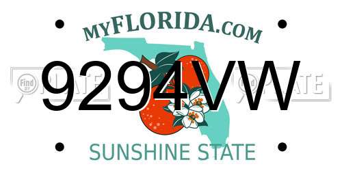 9294VW Florida License Plate