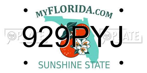 929PYJ Florida License Plate