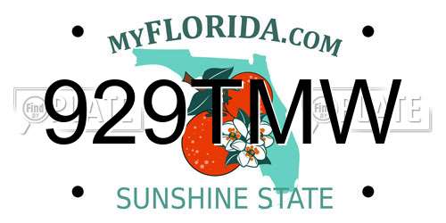 929TMW Florida License Plate