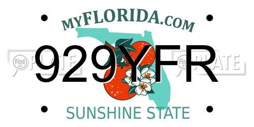 929YFR Florida License Plate
