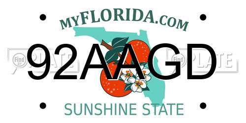 92AAGD Florida License Plate