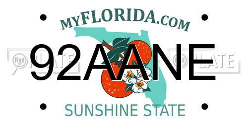 92AANE Florida License Plate