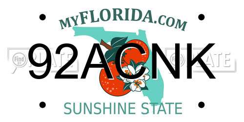 92ACNK Florida License Plate
